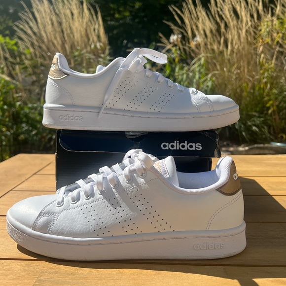 adidas Shoes Adidas Advantage White Gold Cloud Foam Tennis Shoes Sneakers Poshmark